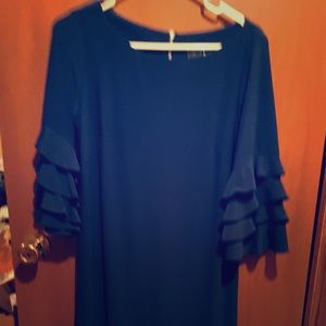 Blue dress with sleeve ruffles